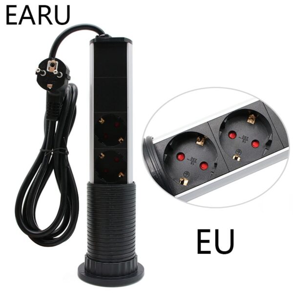 220V 16A PULL POP UP Electrical 3 Plug Socket 2 USB Kitchen - Image 3
