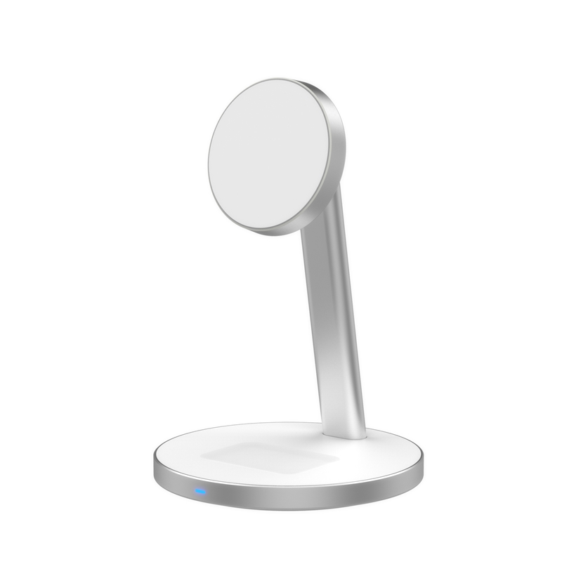 CB2 silver front Qi2.2 25W 2 in 1 Wireless Charger - Image 1